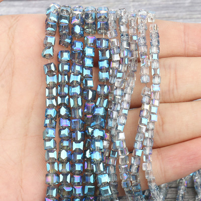 2 mm 3 mm 4 mm AB Fasetirana kocka austrijske kristalne staklene perle kvadratne labave razmaknice za izradu nakita DIY narukvica ogrlica