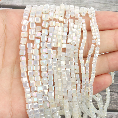 2 mm 3 mm 4 mm AB Fasetirana kocka austrijske kristalne staklene perle kvadratne labave razmaknice za izradu nakita DIY narukvica ogrlica