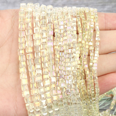 2 mm 3 mm 4 mm AB Fasetirana kocka austrijske kristalne staklene perle kvadratne labave razmaknice za izradu nakita DIY narukvica ogrlica