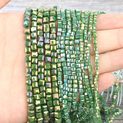 2 mm 3 mm 4 mm AB Fasetirana kocka austrijske kristalne staklene perle kvadratne labave razmaknice za izradu nakita DIY narukvica ogrlica