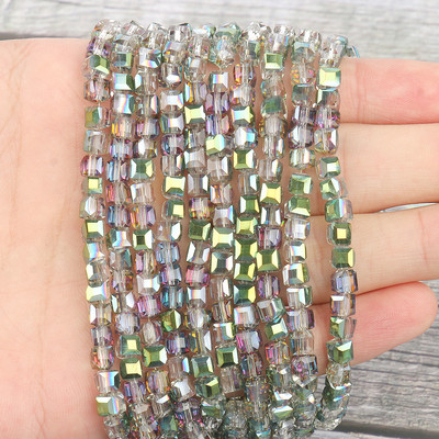 2 mm 3 mm 4 mm AB Fasetirana kocka austrijske kristalne staklene perle kvadratne labave razmaknice za izradu nakita DIY narukvica ogrlica