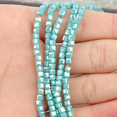 2 mm 3 mm 4 mm AB Fasetirana kocka austrijske kristalne staklene perle kvadratne labave razmaknice za izradu nakita DIY narukvica ogrlica