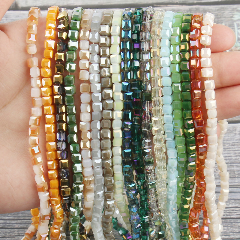 2 mm 3 mm 4 mm AB Fasetirana kocka austrijske kristalne staklene perle kvadratne labave razmaknice za izradu nakita DIY narukvica ogrlica