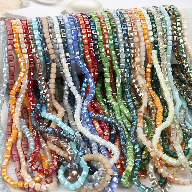 2 mm 3 mm 4 mm AB Fasetirana kocka austrijske kristalne staklene perle kvadratne labave razmaknice za izradu nakita DIY narukvica ogrlica