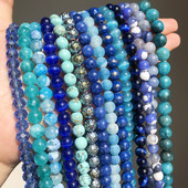 Prirodni kamen Plavi kristalni kvarcni mjesečev kamen Agati Tigrovo oko Žad Okrugle perle za izradu nakita Ručno izrađene narukvice Dodaci