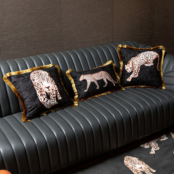 Διακόσμηση σπιτιού Κάλυμμα μαξιλαριού Διακοσμητική οσφυϊκή μαξιλαροθήκη Vintage Artistic Tiger Leopard Tassel Luxury Bolster Καναπές Καρέκλα Κρεβάτι