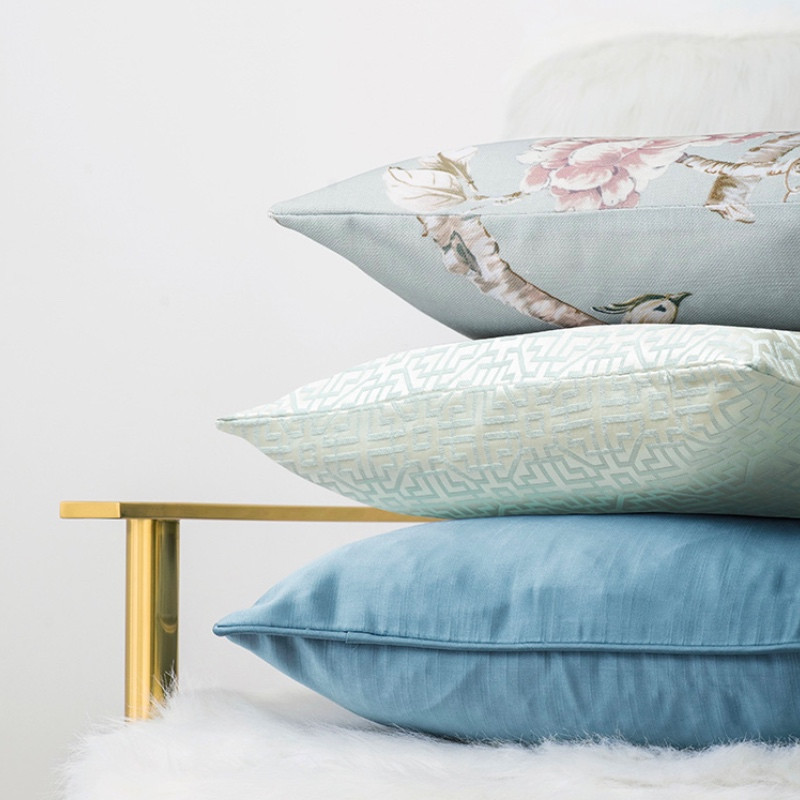 Lakásdekor Párnahuzat Dekoratív párnahuzat Modern Egyszerű Luxus Világoskék színű Geometrikus Jacquard Bird Print Art Coussin