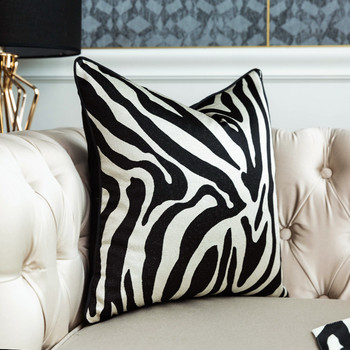 Луксозна декоративна възглавница за диван Декоративна скандинавска елегантна възглавница за стол легло 30*45*50 черна златна зебра карирана