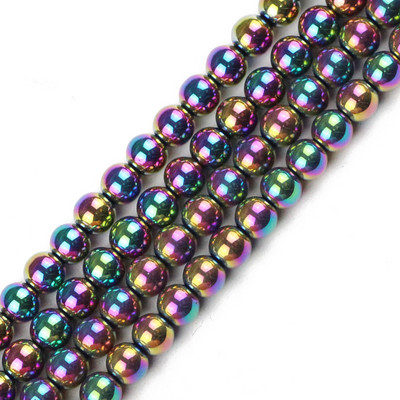 6 mm 100 komada plave, zlatne boje, ljubičaste, okrugle odstojnice od prirodnog kamena od hematita, labave perle za izradu nakita, narukvica, DIY dodataka