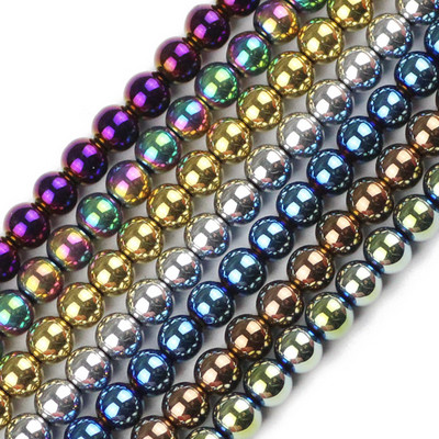 6 mm 100 komada plave, zlatne boje, ljubičaste, okrugle odstojnice od prirodnog kamena od hematita, labave perle za izradu nakita, narukvica, DIY dodataka