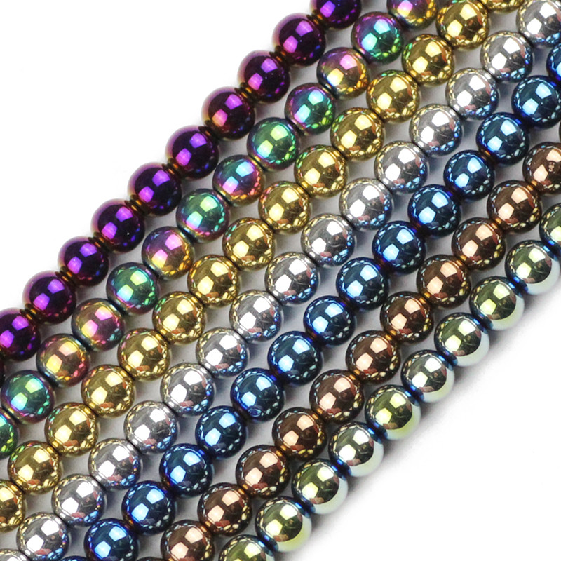 6 mm 100 komada plave, zlatne boje, ljubičaste, okrugle odstojnice od prirodnog kamena od hematita, labave perle za izradu nakita, narukvica, DIY dodataka