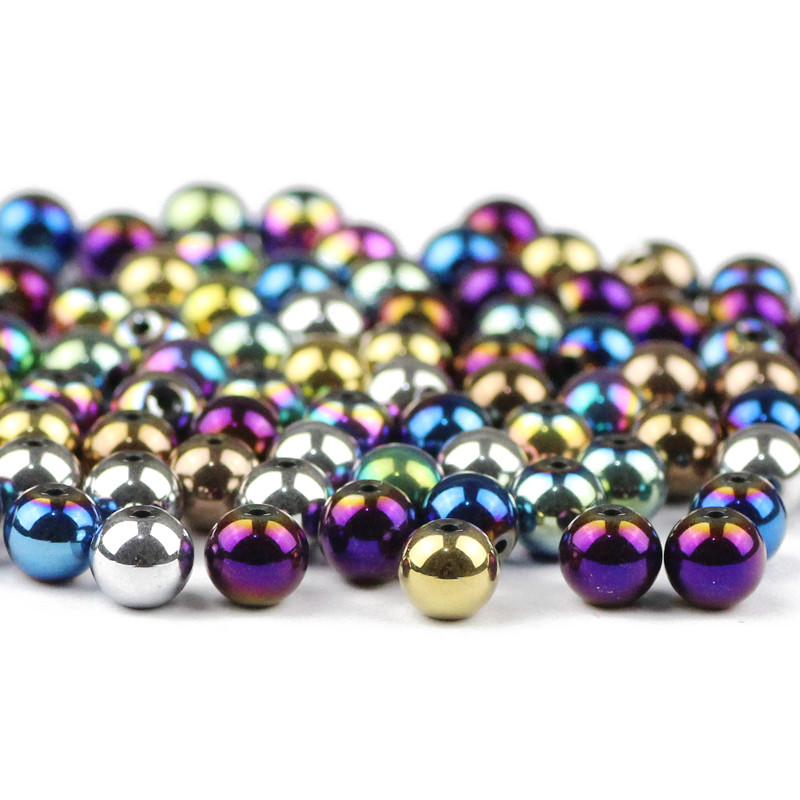 6 mm 100 komada plave, zlatne boje, ljubičaste, okrugle odstojnice od prirodnog kamena od hematita, labave perle za izradu nakita, narukvica, DIY dodataka