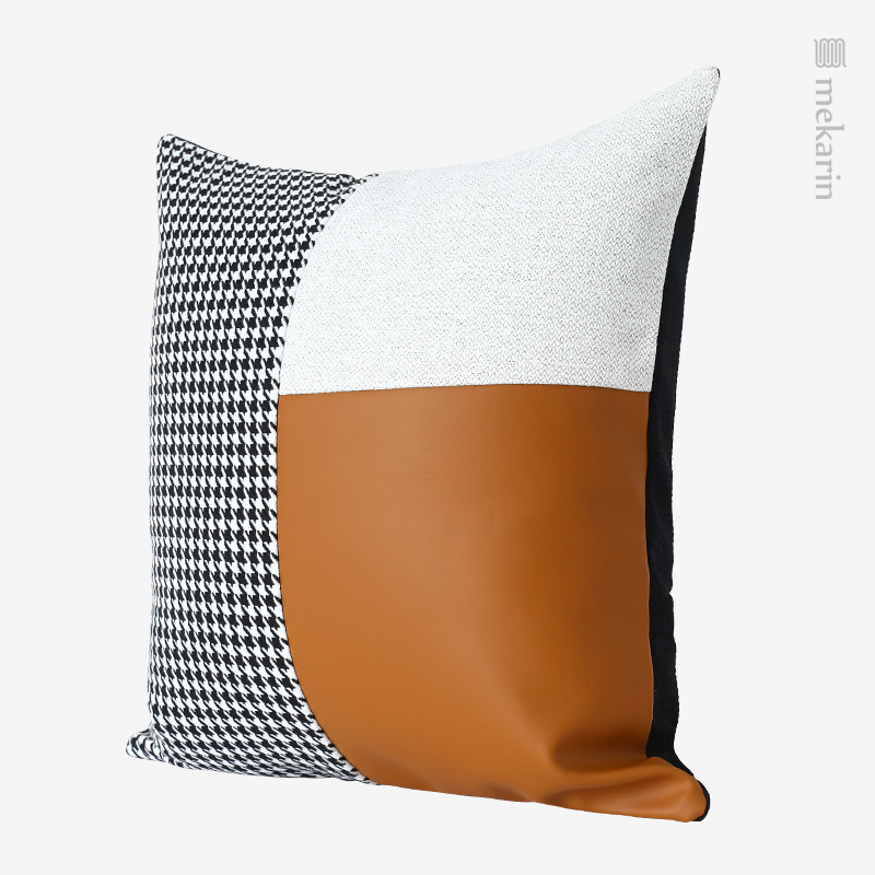 Houndstooth Narančasto Bijelo Sivo Prošiveni Jastuk Svjetlo Luksuzni Model Soba Dnevni Sofa Kauč Jastuk Spavaća soba Četvrtasti Jastuk Jastuk