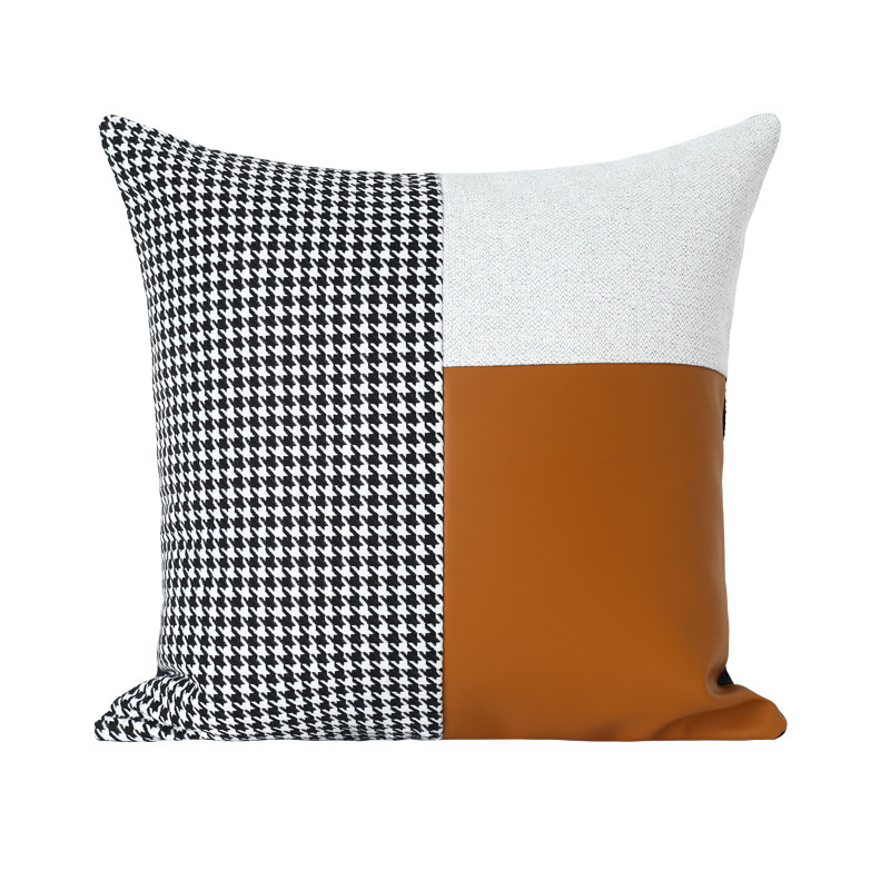 Houndstooth Narančasto Bijelo Sivo Prošiveni Jastuk Svjetlo Luksuzni Model Soba Dnevni Sofa Kauč Jastuk Spavaća soba Četvrtasti Jastuk Jastuk