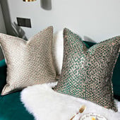 Lakásdekor Párnahuzat Dekoratív párnahuzat Modern Egyszerű Luxus Leaf Jacquard Pezsgő Coussin Kanapé Szék Négyzet Ágynemű