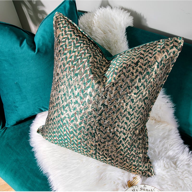 Lakásdekor Párnahuzat Dekoratív párnahuzat Modern Egyszerű Luxus Leaf Jacquard Pezsgő Coussin Kanapé Szék Négyzet Ágynemű