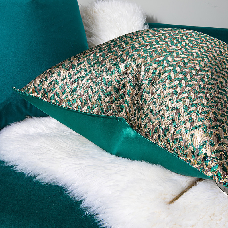 Lakásdekor Párnahuzat Dekoratív párnahuzat Modern Egyszerű Luxus Leaf Jacquard Pezsgő Coussin Kanapé Szék Négyzet Ágynemű