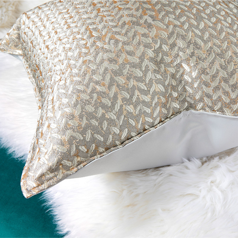 Lakásdekor Párnahuzat Dekoratív párnahuzat Modern Egyszerű Luxus Leaf Jacquard Pezsgő Coussin Kanapé Szék Négyzet Ágynemű