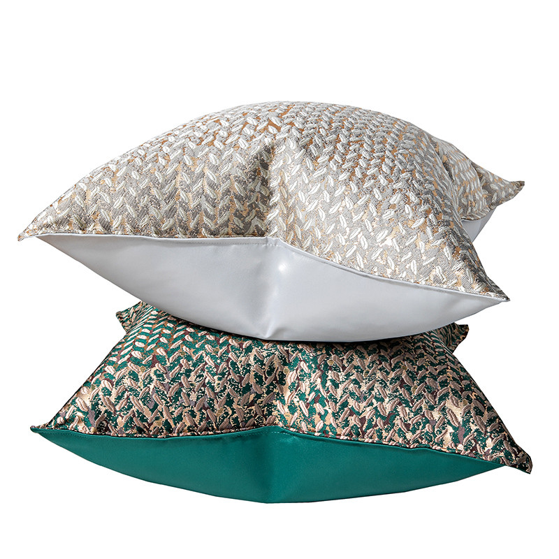 Lakásdekor Párnahuzat Dekoratív párnahuzat Modern Egyszerű Luxus Leaf Jacquard Pezsgő Coussin Kanapé Szék Négyzet Ágynemű