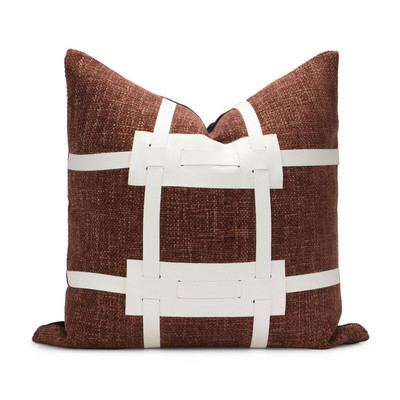 Lagane luksuzne INS jastučnice Ukrasni smeđi kožni jastuk za struk Kućni dekor kauč Crno bijeli Jastuk za jastuke 45x45cm 30x50cm