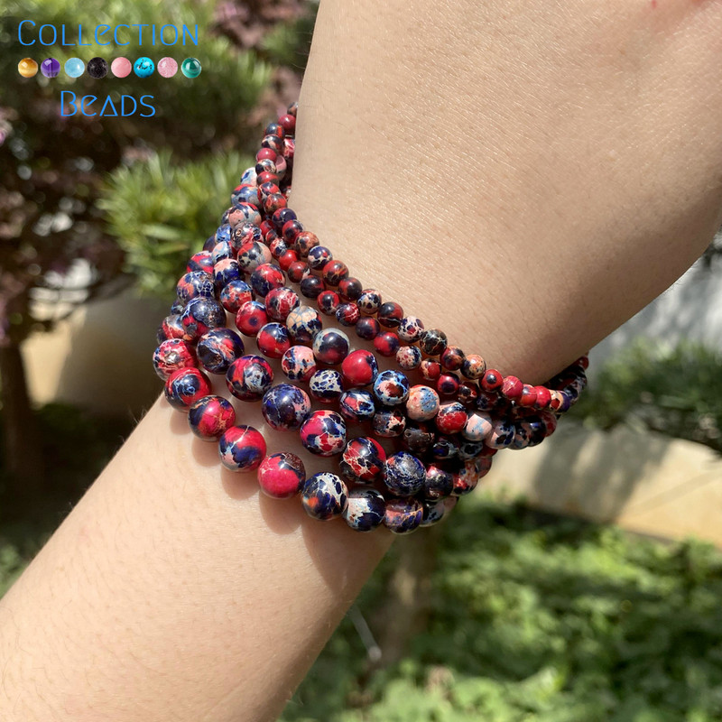 Perle od prirodnog kamena 4 6 8 10 mm Ljubičasto plavi morski sediment Jaspis Tirkiz Okrugle perle za izradu nakita DIY narukvica Ogrlica