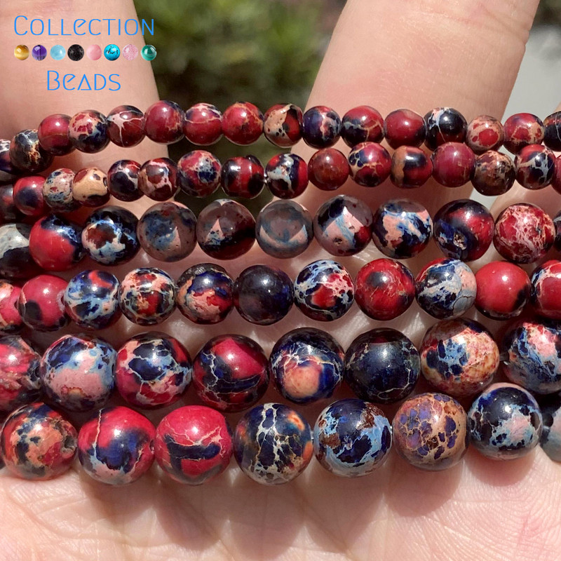 Perle od prirodnog kamena 4 6 8 10 mm Ljubičasto plavi morski sediment Jaspis Tirkiz Okrugle perle za izradu nakita DIY narukvica Ogrlica