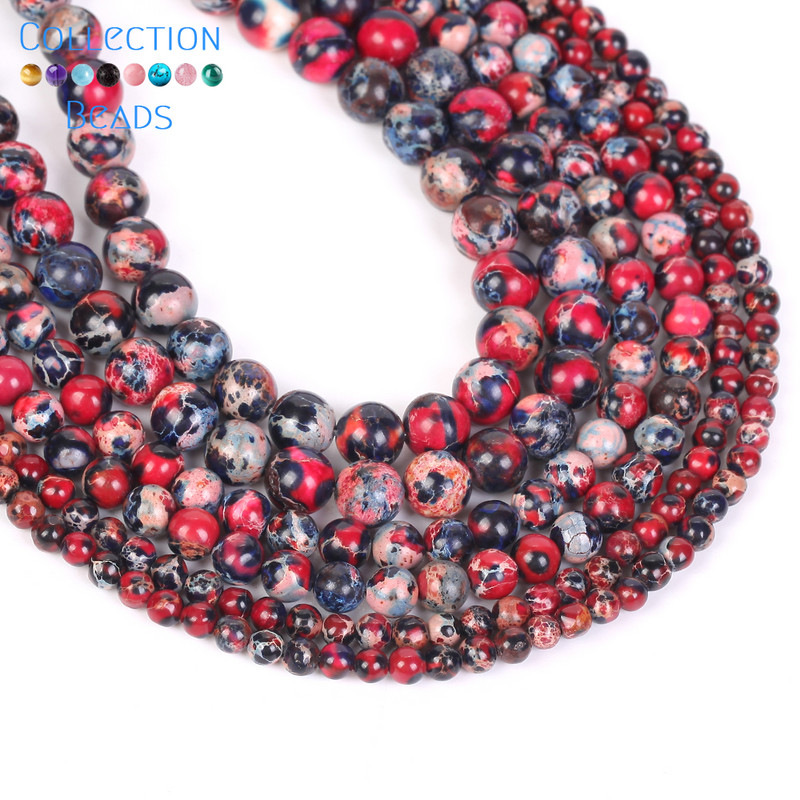 Perle od prirodnog kamena 4 6 8 10 mm Ljubičasto plavi morski sediment Jaspis Tirkiz Okrugle perle za izradu nakita DIY narukvica Ogrlica