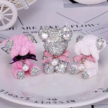 Bling Car Αποσμητικό αέρα Cute Bear Crystal Auto Perfume Vent Clip Air Conditioning Diffuser Solid Perfume Εσωτερικά αξεσουάρ