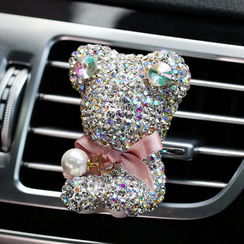 Bling Car Αποσμητικό αέρα Cute Bear Crystal Auto Perfume Vent Clip Air Conditioning Diffuser Solid Perfume Εσωτερικά αξεσουάρ