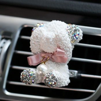 Bling Освежител за въздух за кола Cute Bear Crystal Автоматичен парфюм Щипка за отдушник Климатик Дифузор Твърд парфюм Аксесоари за интериора