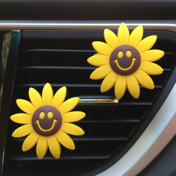 MR TEA 1 Pair Αξεσουάρ αυτοκινήτου Αποσμητικό αέρα Smile Face Sun Flower Air Outlet Άρωμα Κλιπ άρωμα Δώρο για διακόσμηση αυτοκινήτου
