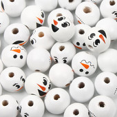 10/20/30 kom 15 mm Okrugli božićni snjegović Prirodne drvene perle Božićni odstojnik Rasute perle za izradu nakita DIY dodaci