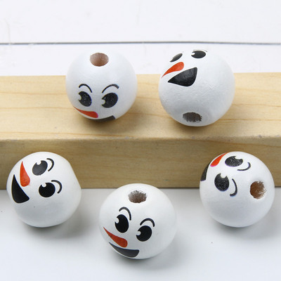 10/20/30 kom 15 mm Okrugli božićni snjegović Prirodne drvene perle Božićni odstojnik Rasute perle za izradu nakita DIY dodaci