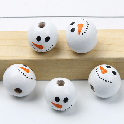 10/20/30 kom 15 mm Okrugli božićni snjegović Prirodne drvene perle Božićni odstojnik Rasute perle za izradu nakita DIY dodaci