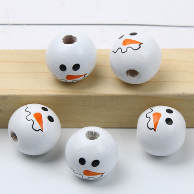 10/20/30 kom 15 mm Okrugli božićni snjegović Prirodne drvene perle Božićni odstojnik Rasute perle za izradu nakita DIY dodaci