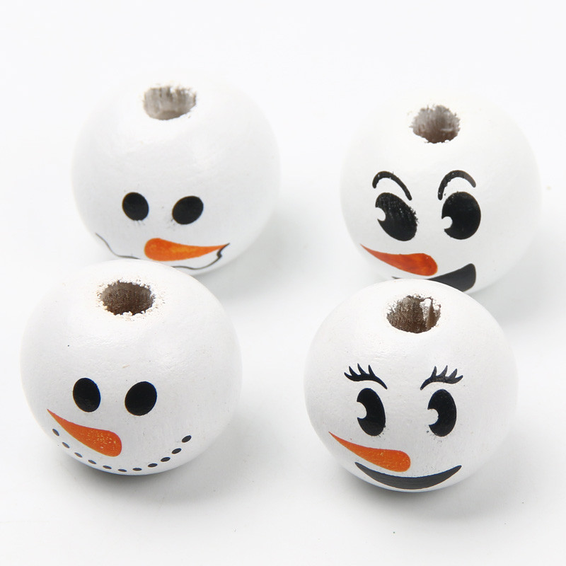 10/20/30 kom 15 mm Okrugli božićni snjegović Prirodne drvene perle Božićni odstojnik Rasute perle za izradu nakita DIY dodaci