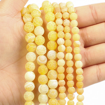 Perle od prirodnog kamena Žuti matirani napuknuti ahat Okrugle labave perle za izradu nakita Dodaci za narukvice DIY 4 6 8 10 12 mm