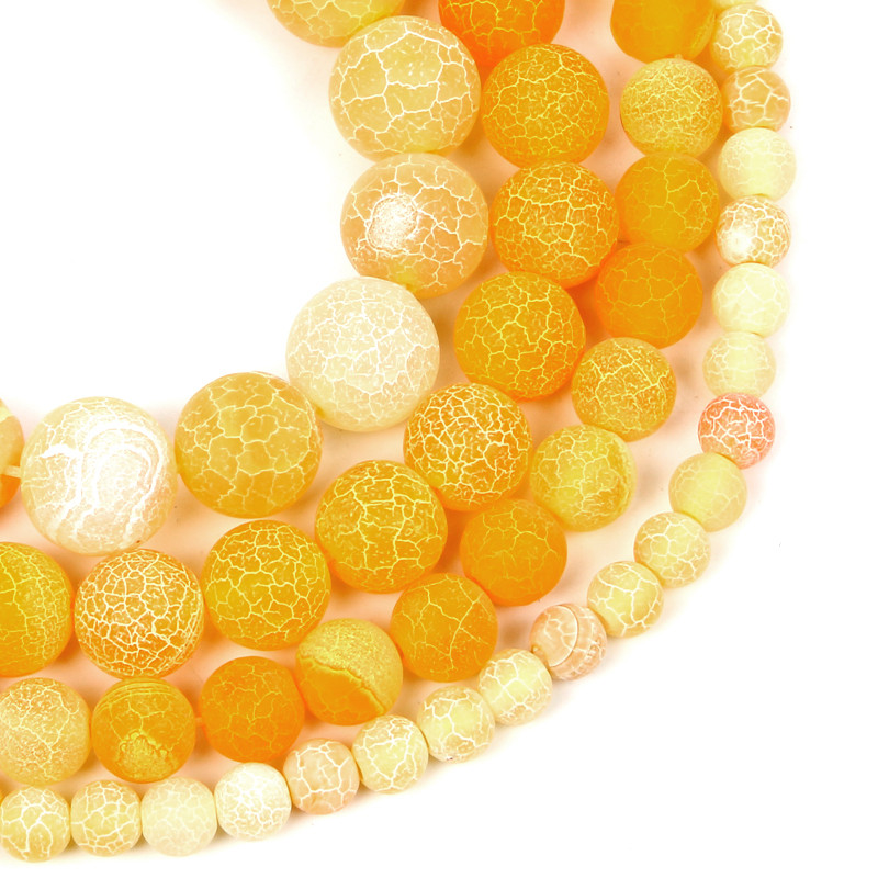 Perle od prirodnog kamena Žuti matirani napuknuti ahat Okrugle labave perle za izradu nakita Dodaci za narukvice DIY 4 6 8 10 12 mm