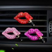 Buze roșii drăguțe Ornament de parfum pentru mașină Strasuri rafinate de cristal Odorizant pentru mașină Clip de parfum pentru stilul mașinii