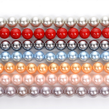 3-12 mm 7 цветни мъниста от перли от естествена черупка Многоцветни гладки кръгли свободни дистанционни мъниста за изработка на бижута Направи си сам аксесоари за гривни