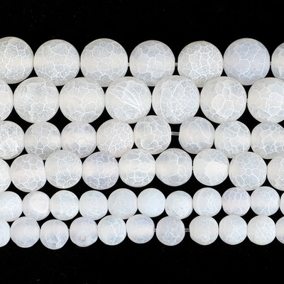 Perle od prirodnog kamena Frost Bijelo napuknute Dream Fire Dragon Veins Agates Perle za izradu nakita DIY narukvice 4/6/8/10/12 mm