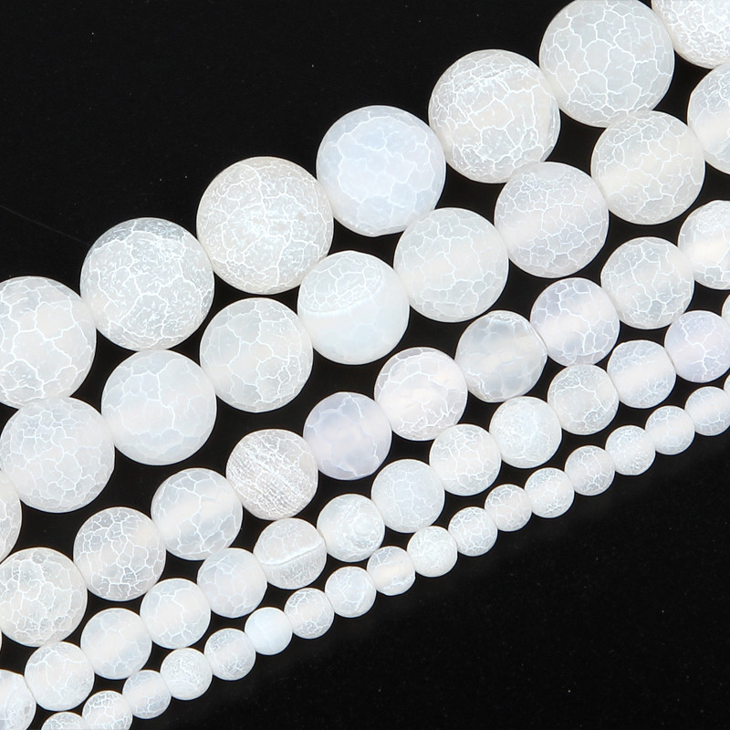 Perle od prirodnog kamena Frost Bijelo napuknute Dream Fire Dragon Veins Agates Perle za izradu nakita DIY narukvice 4/6/8/10/12 mm