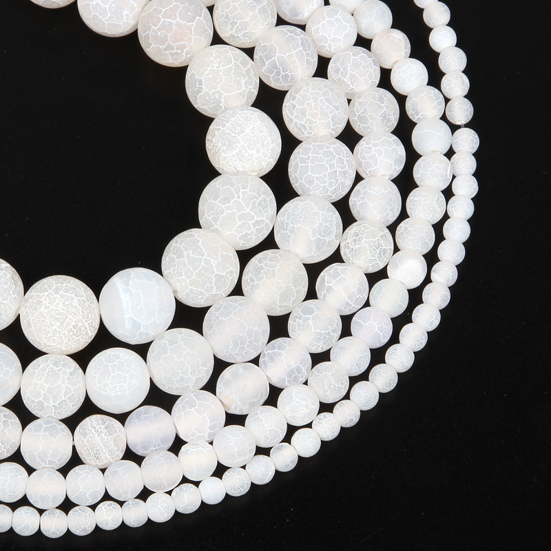 Perle od prirodnog kamena Frost Bijelo napuknute Dream Fire Dragon Veins Agates Perle za izradu nakita DIY narukvice 4/6/8/10/12 mm