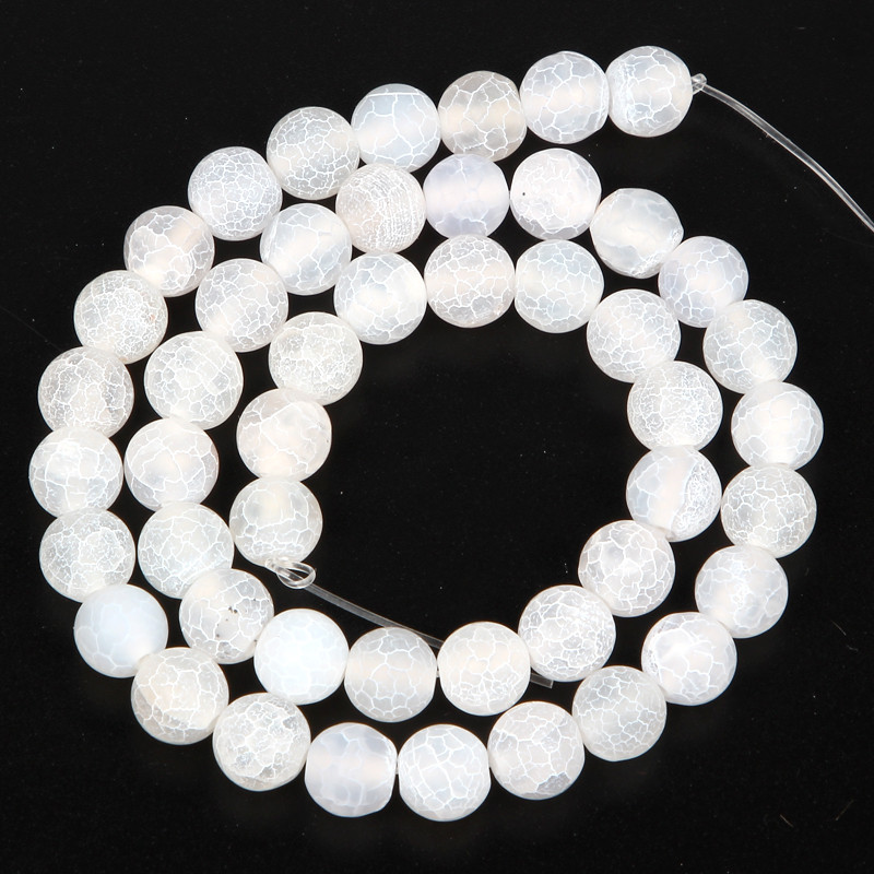 Perle od prirodnog kamena Frost Bijelo napuknute Dream Fire Dragon Veins Agates Perle za izradu nakita DIY narukvice 4/6/8/10/12 mm
