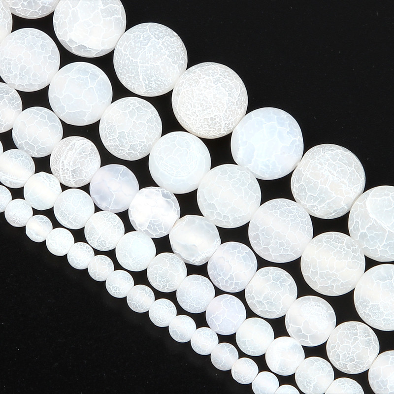 Perle od prirodnog kamena Frost Bijelo napuknute Dream Fire Dragon Veins Agates Perle za izradu nakita DIY narukvice 4/6/8/10/12 mm