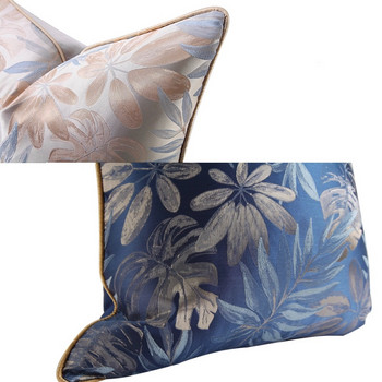 DUNXDECO Κάλυμμα μαξιλαριού αμερικανικού στυλ Διακοσμητική μαξιλαροθήκη Μοντέρνα απλά φύλλα ζακάρ καρέκλα κρεβατιού Coussin