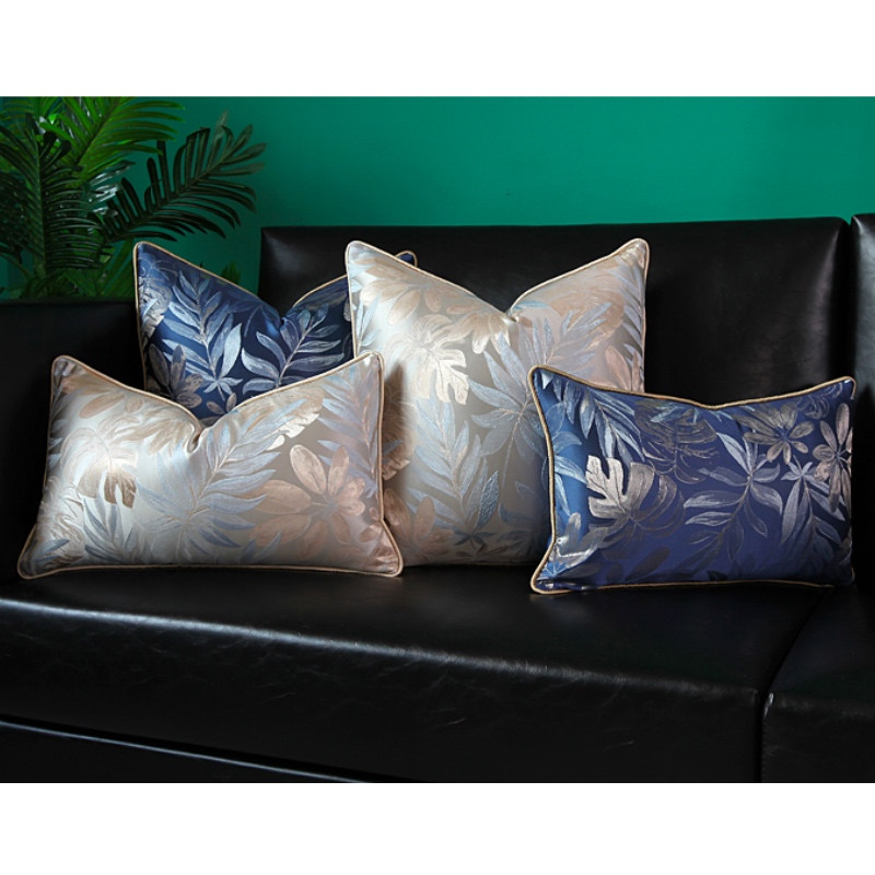 DUNXDECO amerikai stílusú párnahuzat dekoratív párnahuzat Modern egyszerű levelű jacquard kanapé szék ágynemű Coussin