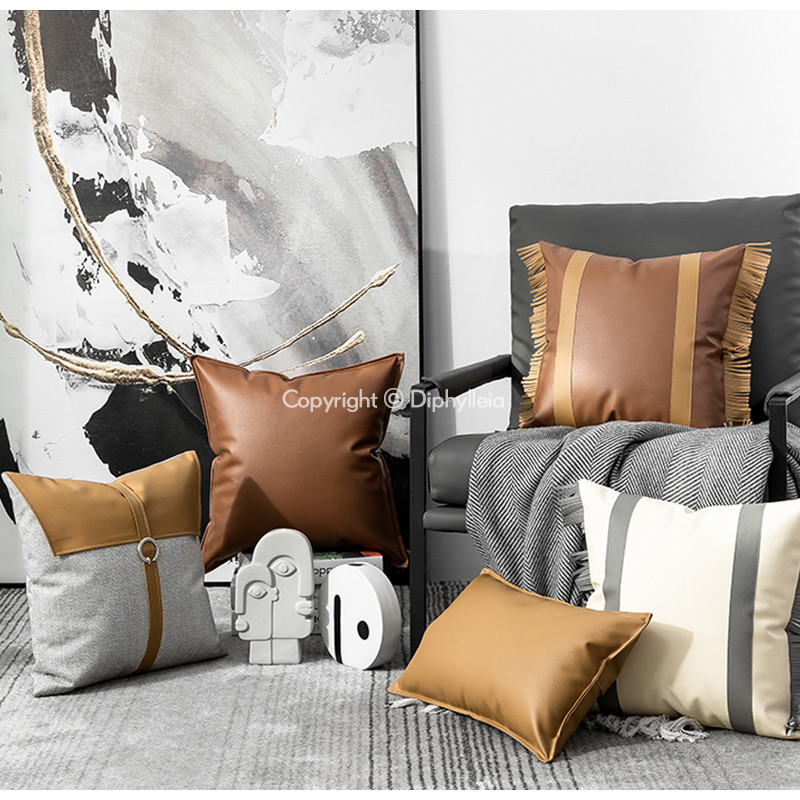 Diphylleia Aldo Cipullo Zmijska kopča Ukrasna jastučnica Luksuzna kožna spojena jastučnica Moderni starinski dekor za dom