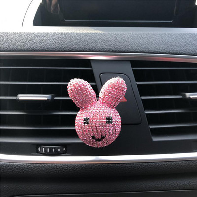 Prekrasna bušilica za vodu, model zeca, stezaljka za parfem za automobil Prekrasno ukrašen ukras za osvježivač zraka za automobil Ženski zec s parfemom za automobil