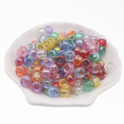 100 vnt. 6x9 mm didelės skylės akrilo karoliukai Dredo karoliukai tarpiklis Laisvi karoliukai papuošalams gaminti „pasidaryk pats“ rankų darbo apyrankių priedai